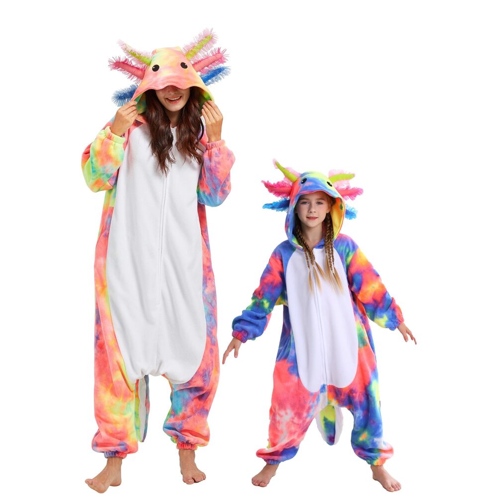 2072 Unisex Axolotl Onesie Pajamas, Animal One Piece Costume Sleepwear